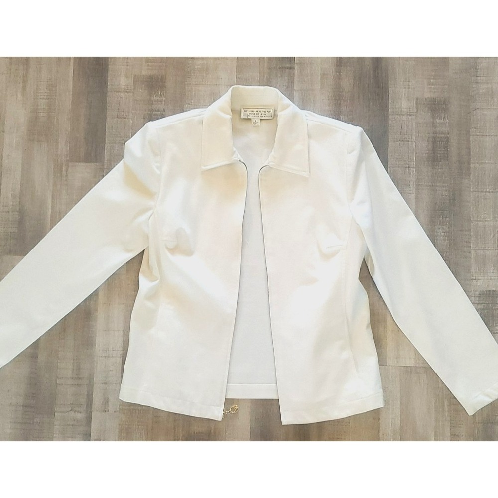St John Sport Essentials Marie Gray Womens White Jacket Size P made USA tag VTG‎